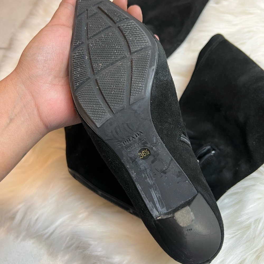 Prada tall suede heeled boots - Picture 12 of 15